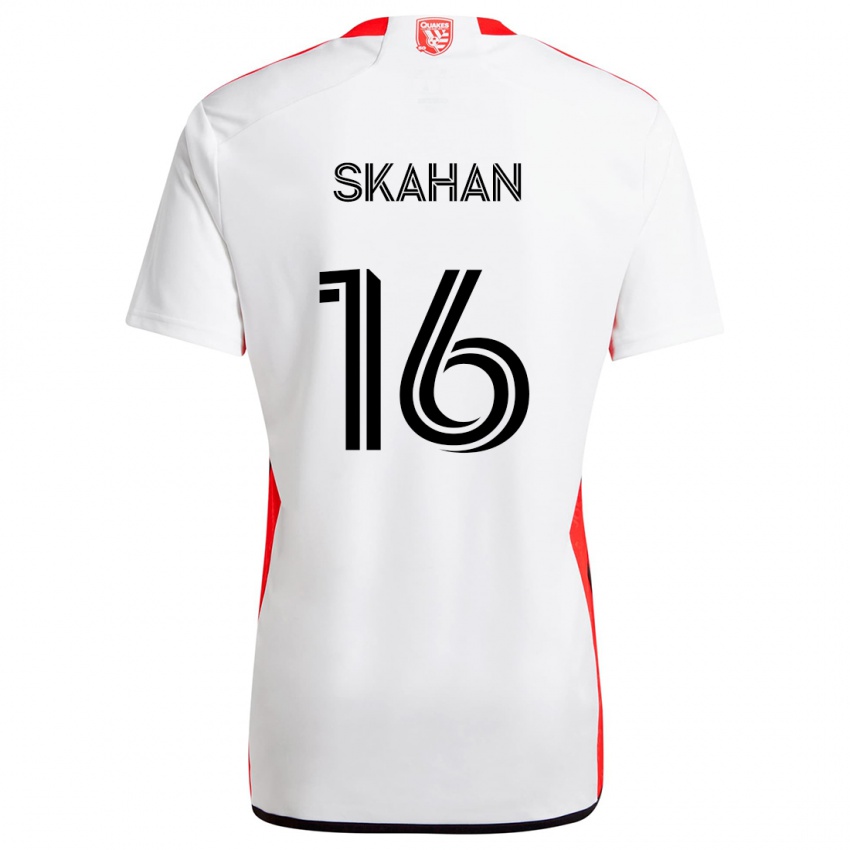 Gyermek Jack Skahan #16 Fehér Piros Idegenbeli Jersey 2024/25 Mez Póló Ing