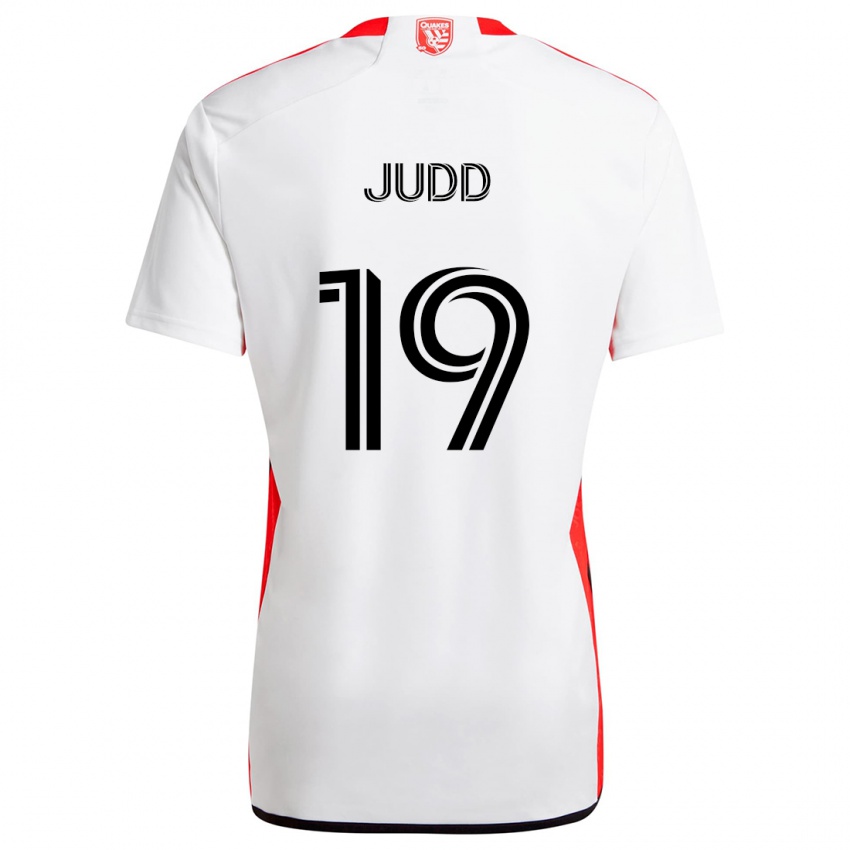 Gyermek Preston Judd #19 Fehér Piros Idegenbeli Jersey 2024/25 Mez Póló Ing