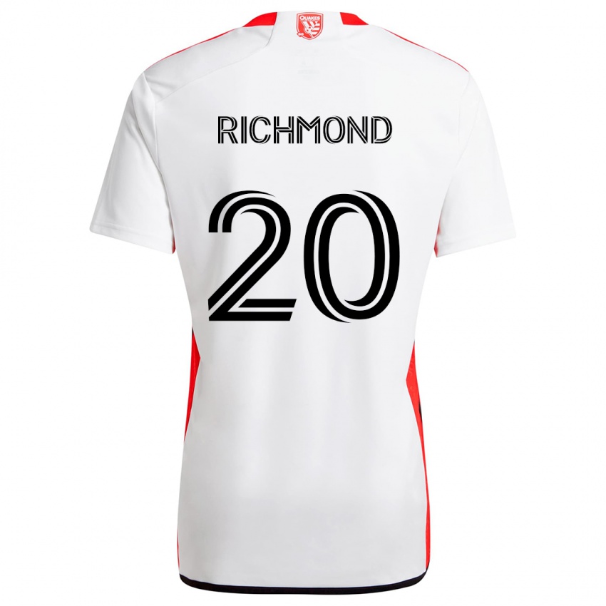 Gyermek Will Richmond #20 Fehér Piros Idegenbeli Jersey 2024/25 Mez Póló Ing