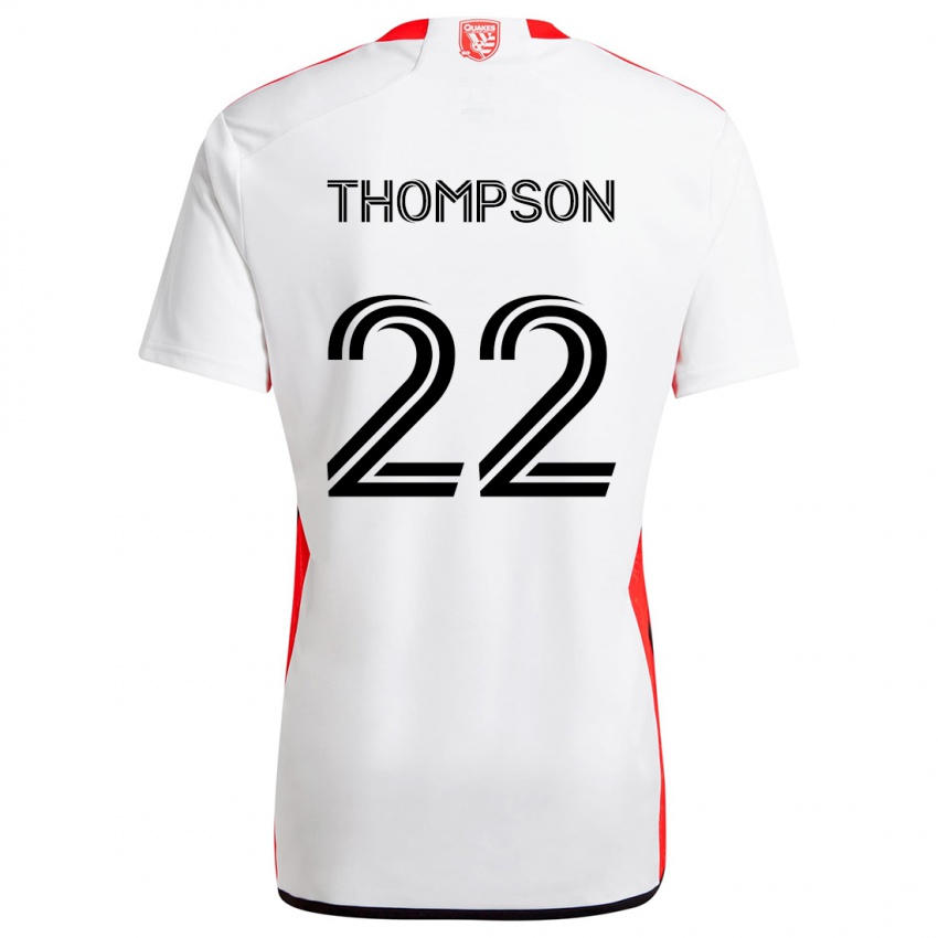 Gyermek Tommy Thompson #22 Fehér Piros Idegenbeli Jersey 2024/25 Mez Póló Ing