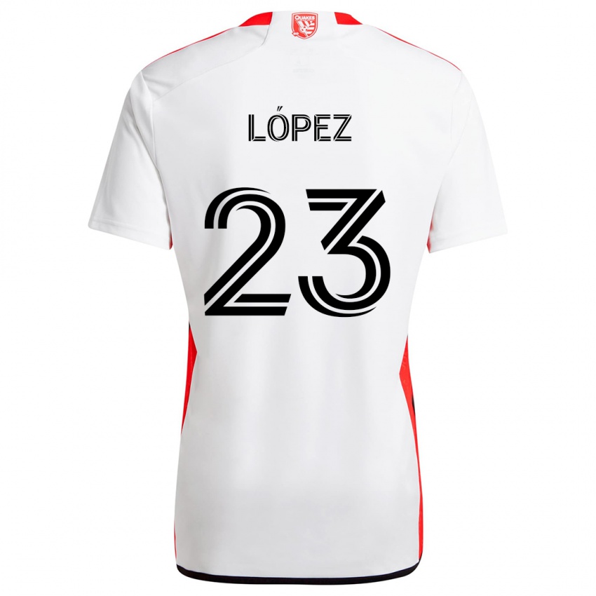 Gyermek Hernán López #23 Fehér Piros Idegenbeli Jersey 2024/25 Mez Póló Ing