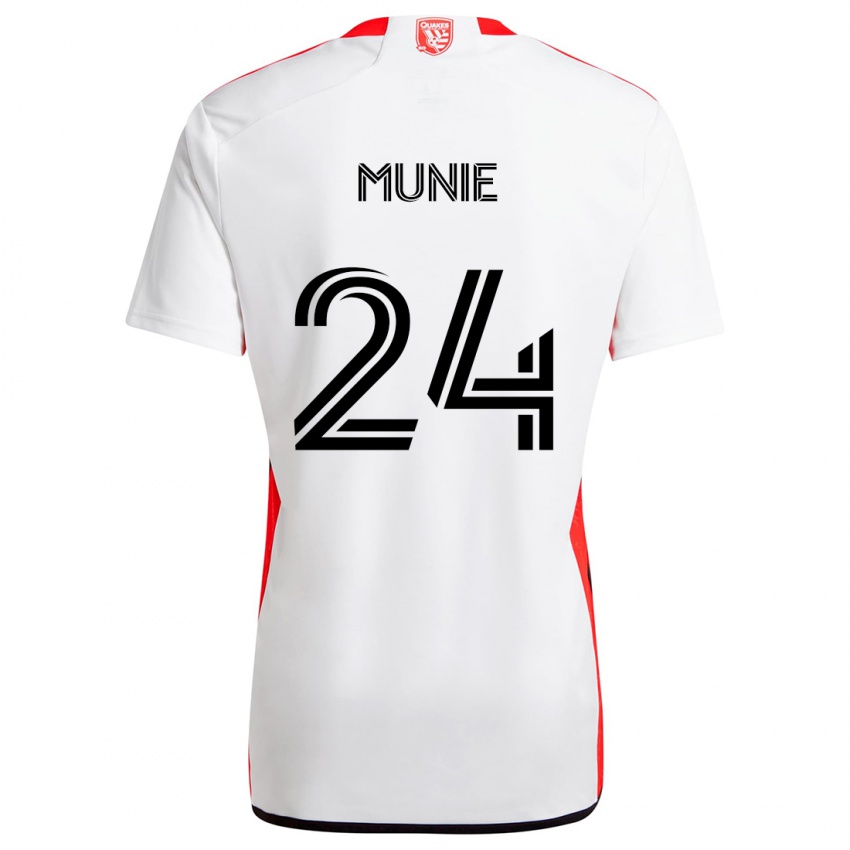 Gyermek Daniel Munie #24 Fehér Piros Idegenbeli Jersey 2024/25 Mez Póló Ing