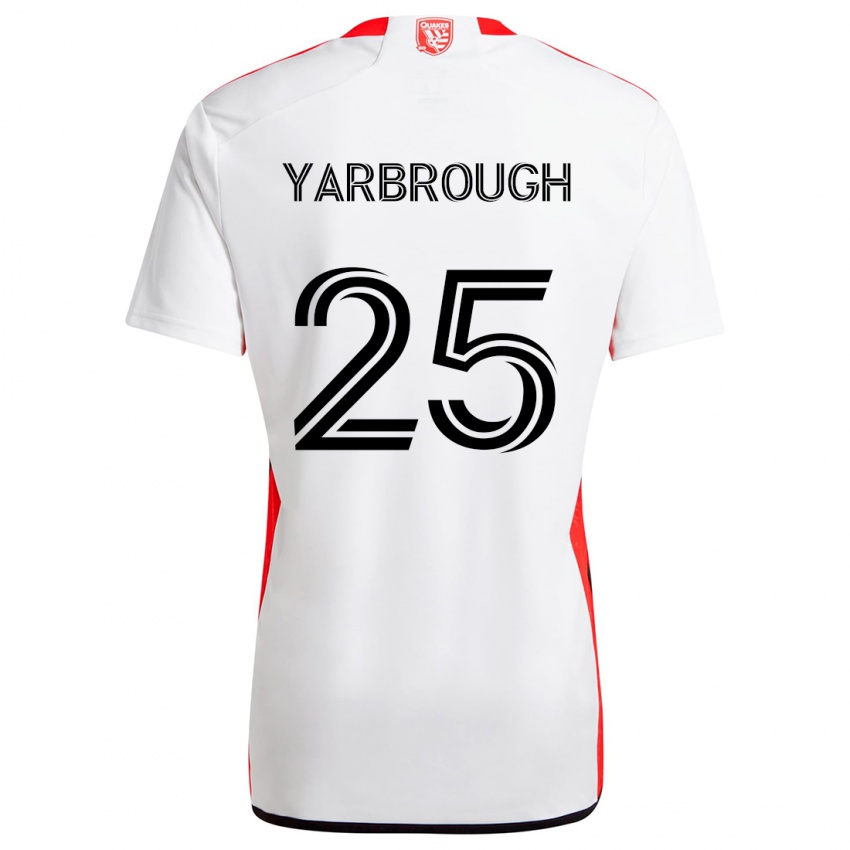 Gyermek William Yarbrough #25 Fehér Piros Idegenbeli Jersey 2024/25 Mez Póló Ing