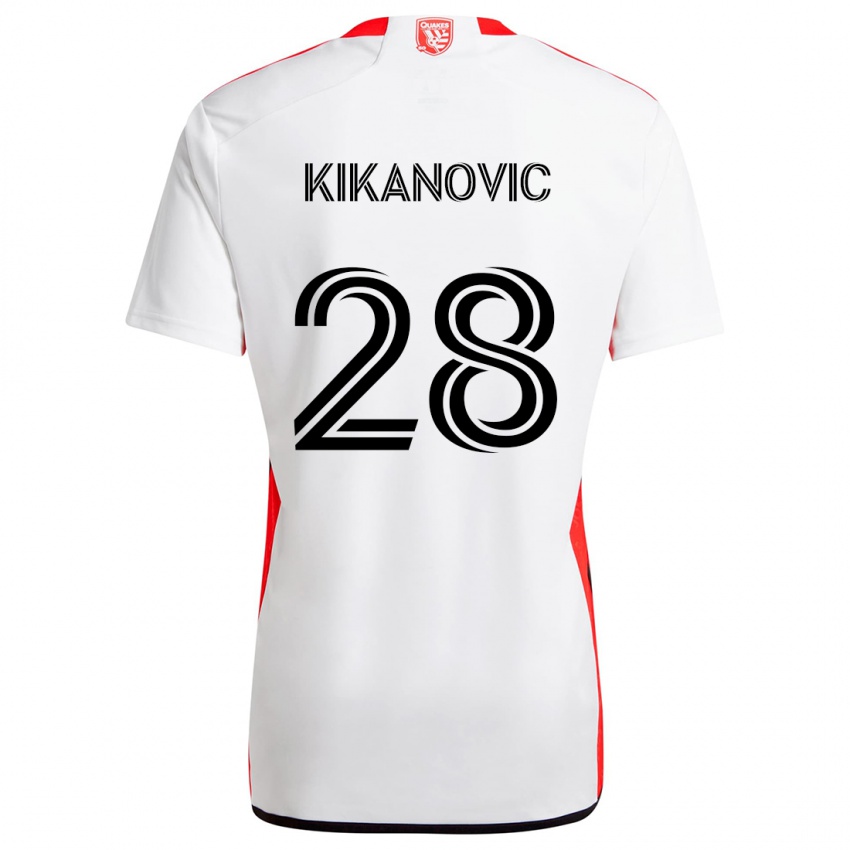 Gyermek Benjamin Kikanovic #28 Fehér Piros Idegenbeli Jersey 2024/25 Mez Póló Ing