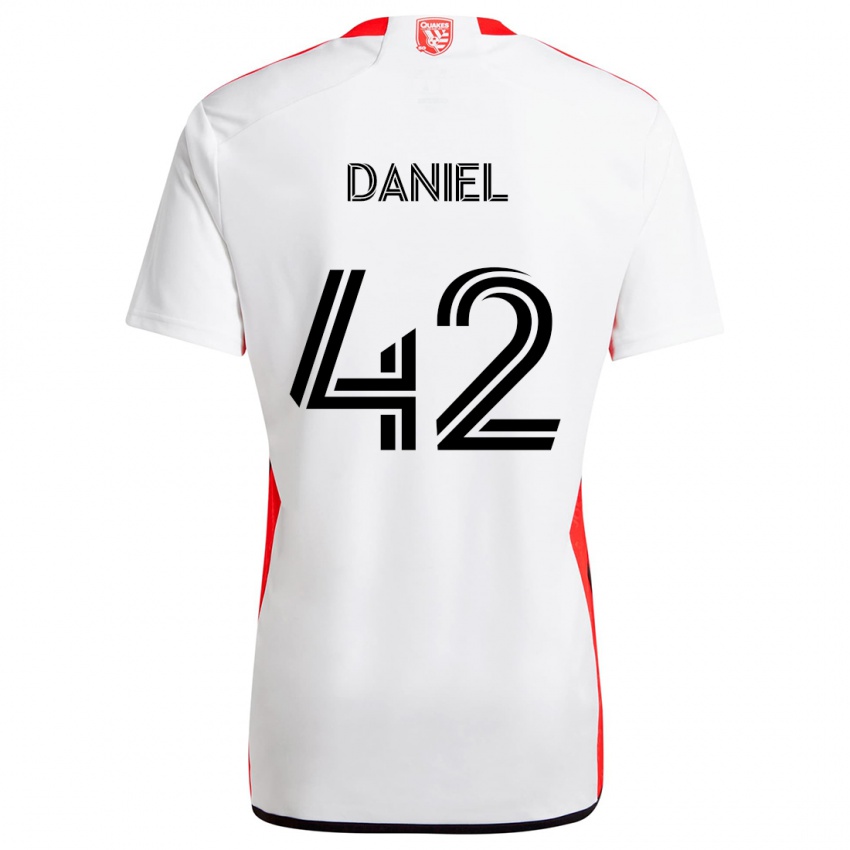 Gyermek Daniel #42 Fehér Piros Idegenbeli Jersey 2024/25 Mez Póló Ing