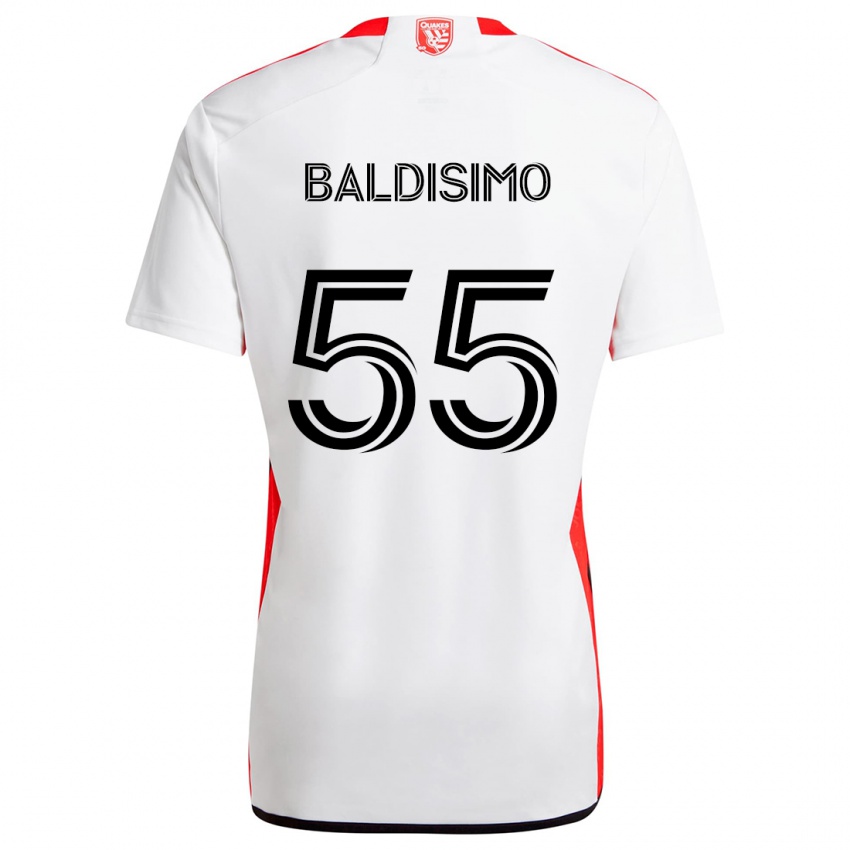 Gyermek Michael Baldisimo #55 Fehér Piros Idegenbeli Jersey 2024/25 Mez Póló Ing