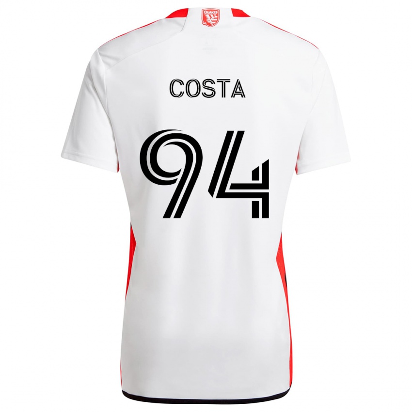 Gyermek Vítor Costa #94 Fehér Piros Idegenbeli Jersey 2024/25 Mez Póló Ing