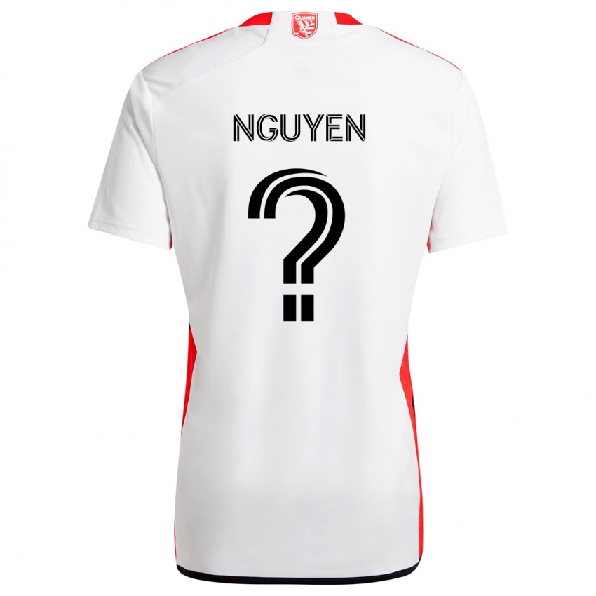 Gyermek Christopher Nguyen #0 Fehér Piros Idegenbeli Jersey 2024/25 Mez Póló Ing