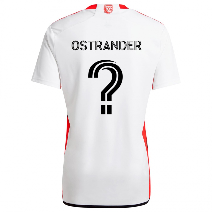 Gyermek William Ostrander #0 Fehér Piros Idegenbeli Jersey 2024/25 Mez Póló Ing