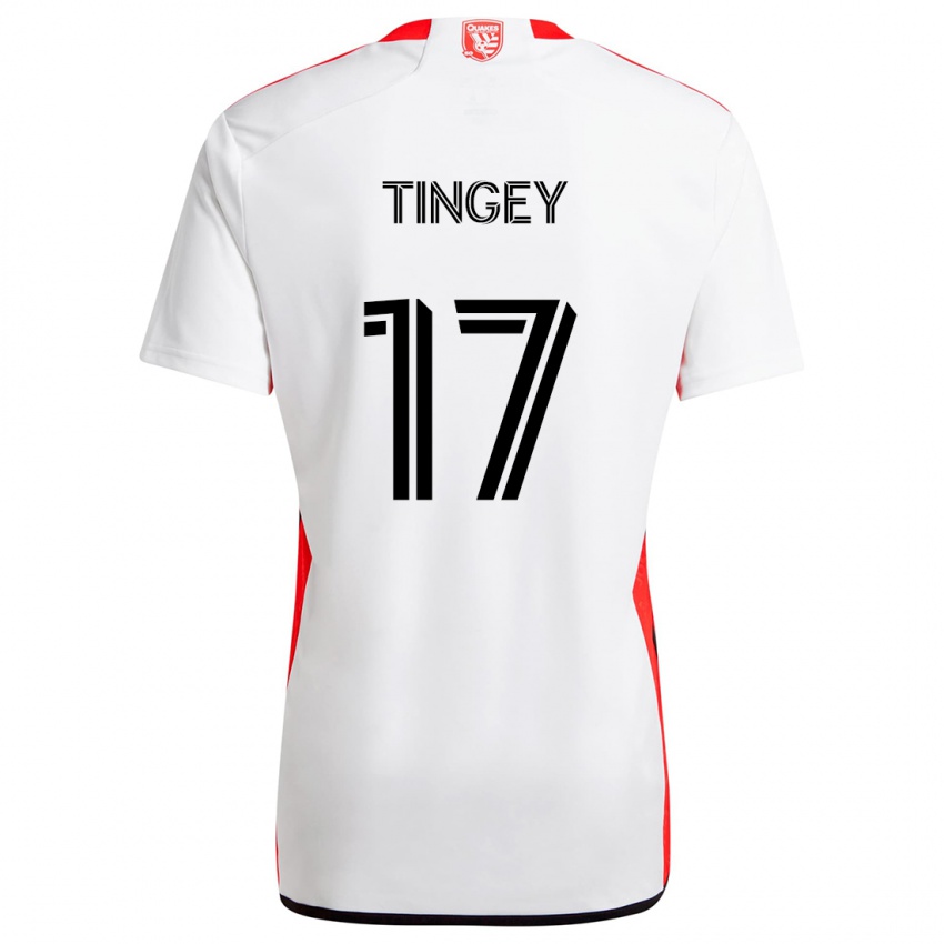 Gyermek Keegan Tingey #17 Fehér Piros Idegenbeli Jersey 2024/25 Mez Póló Ing