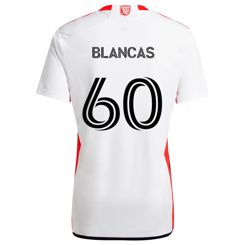 Gyermek Eduardo Blancas #60 Fehér Piros Idegenbeli Jersey 2024/25 Mez Póló Ing