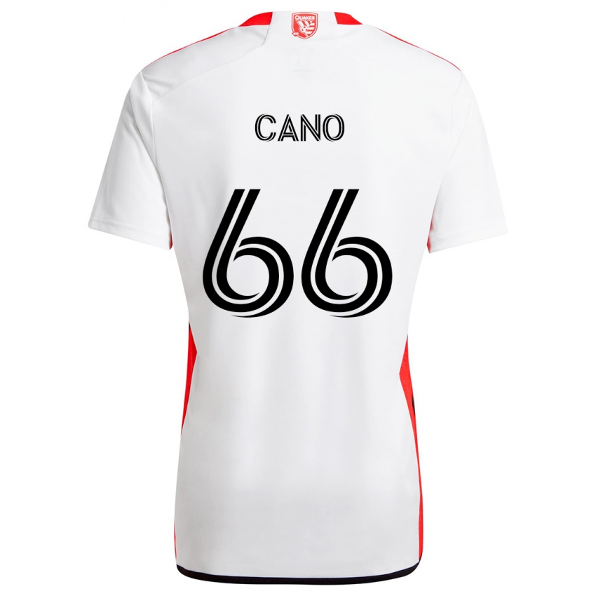 Gyermek Alejandro Cano #66 Fehér Piros Idegenbeli Jersey 2024/25 Mez Póló Ing