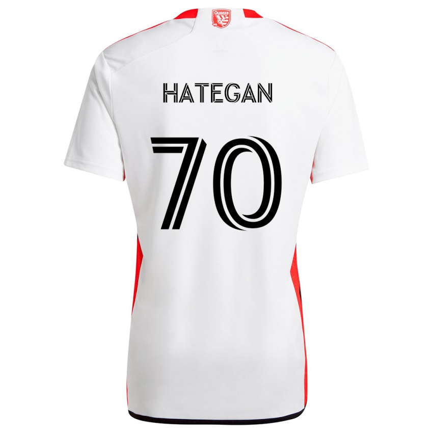 Gyermek Roberto Hategan #70 Fehér Piros Idegenbeli Jersey 2024/25 Mez Póló Ing