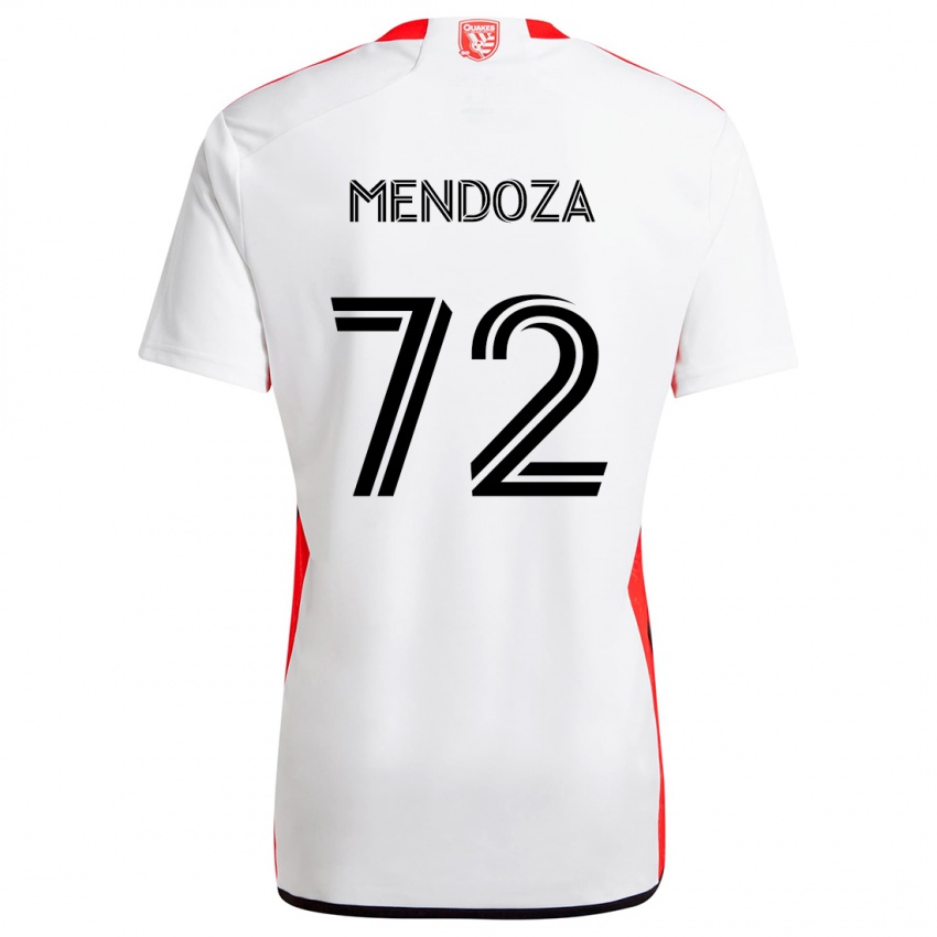 Gyermek Edwyn Mendoza #72 Fehér Piros Idegenbeli Jersey 2024/25 Mez Póló Ing