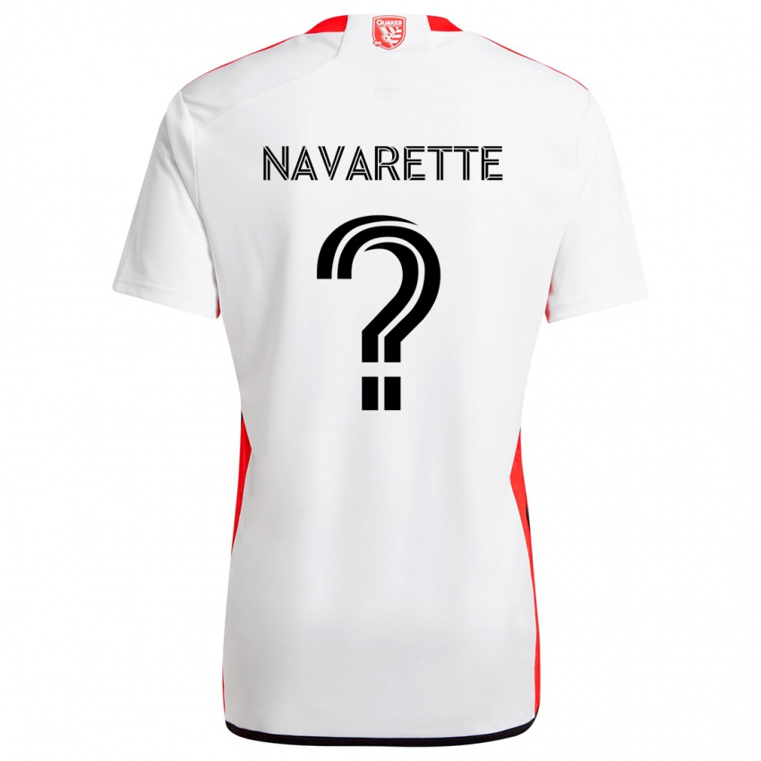 Gyermek Samuel Navarette #0 Fehér Piros Idegenbeli Jersey 2024/25 Mez Póló Ing