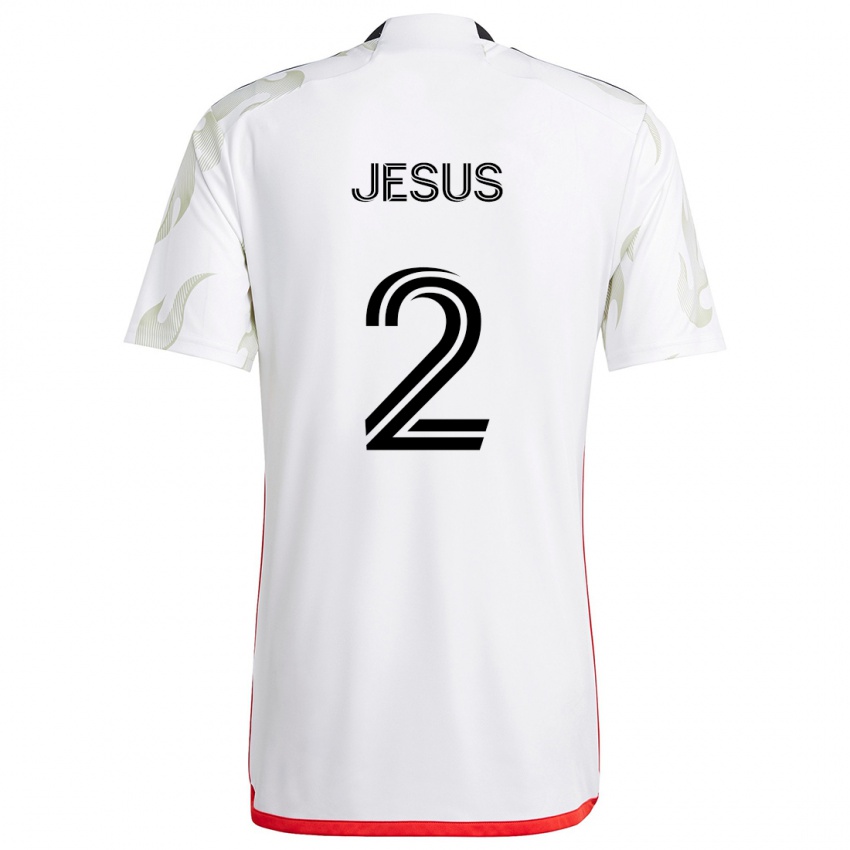 Gyermek Geovane Jesus #2 Fehér Piros Fekete Idegenbeli Jersey 2024/25 Mez Póló Ing