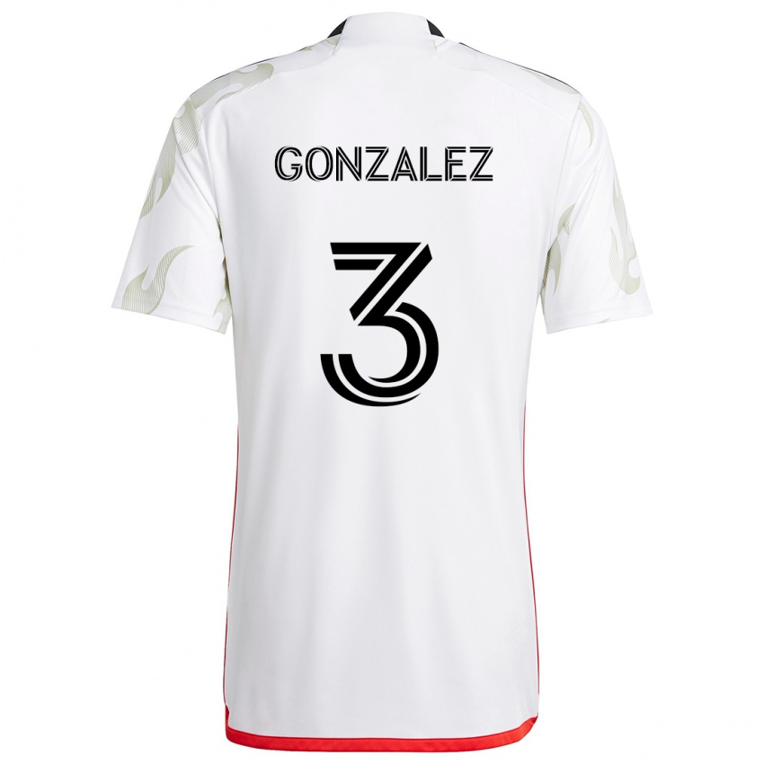 Gyermek Omar González #3 Fehér Piros Fekete Idegenbeli Jersey 2024/25 Mez Póló Ing