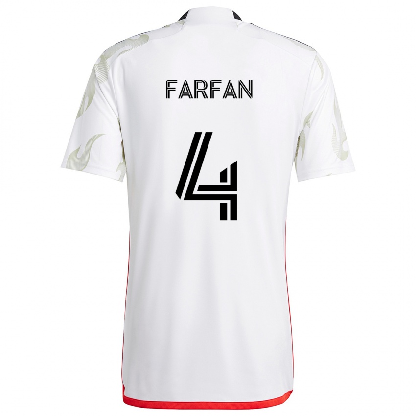 Gyermek Marco Farfán #4 Fehér Piros Fekete Idegenbeli Jersey 2024/25 Mez Póló Ing