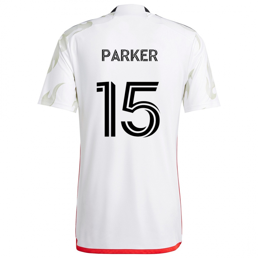 Gyermek Isaiah Parker #15 Fehér Piros Fekete Idegenbeli Jersey 2024/25 Mez Póló Ing