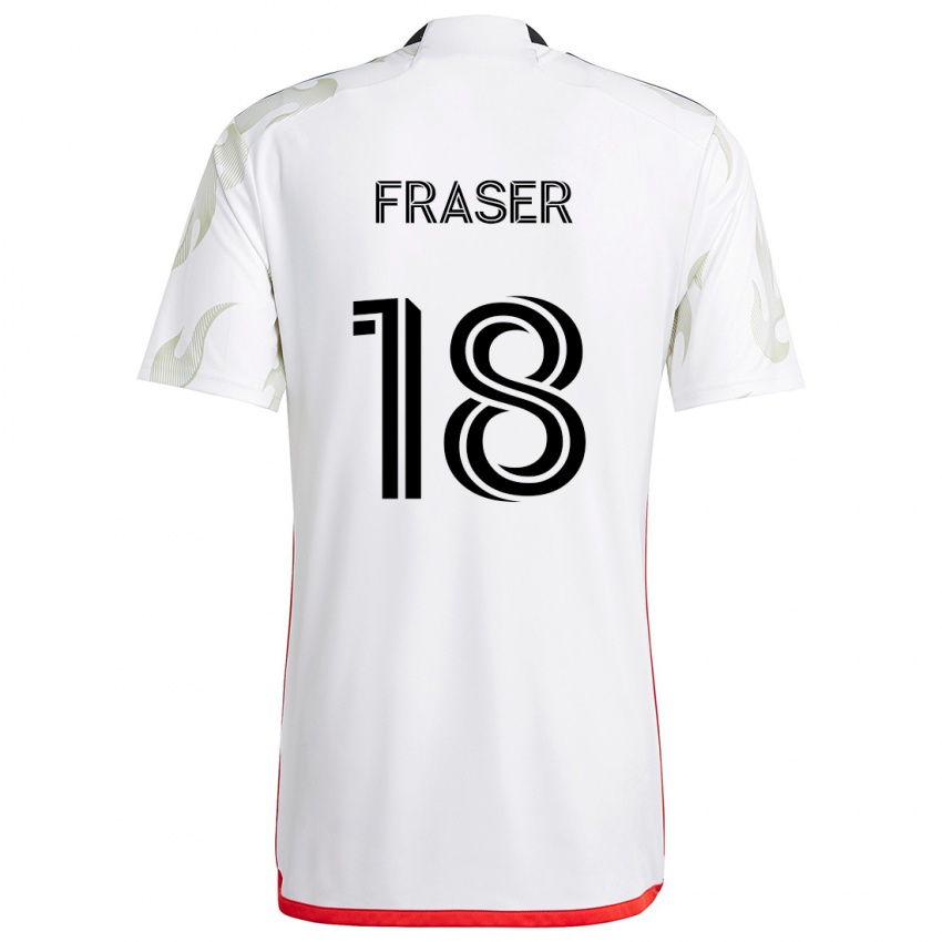 Gyermek Liam Fraser #18 Fehér Piros Fekete Idegenbeli Jersey 2024/25 Mez Póló Ing