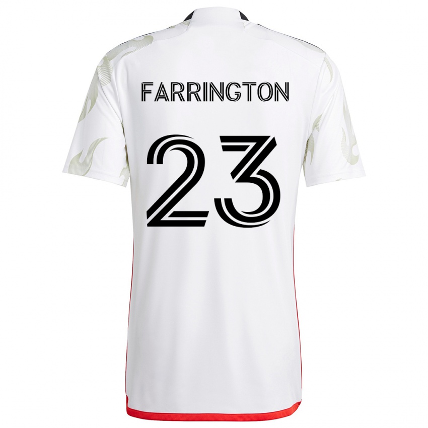 Gyermek Logan Farrington #23 Fehér Piros Fekete Idegenbeli Jersey 2024/25 Mez Póló Ing