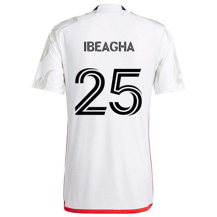 Gyermek Sebastien Ibeagha #25 Fehér Piros Fekete Idegenbeli Jersey 2024/25 Mez Póló Ing