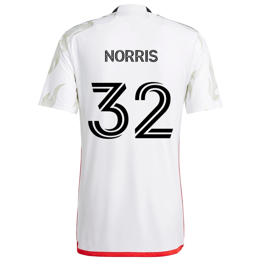 Gyermek Nolan Norris #32 Fehér Piros Fekete Idegenbeli Jersey 2024/25 Mez Póló Ing