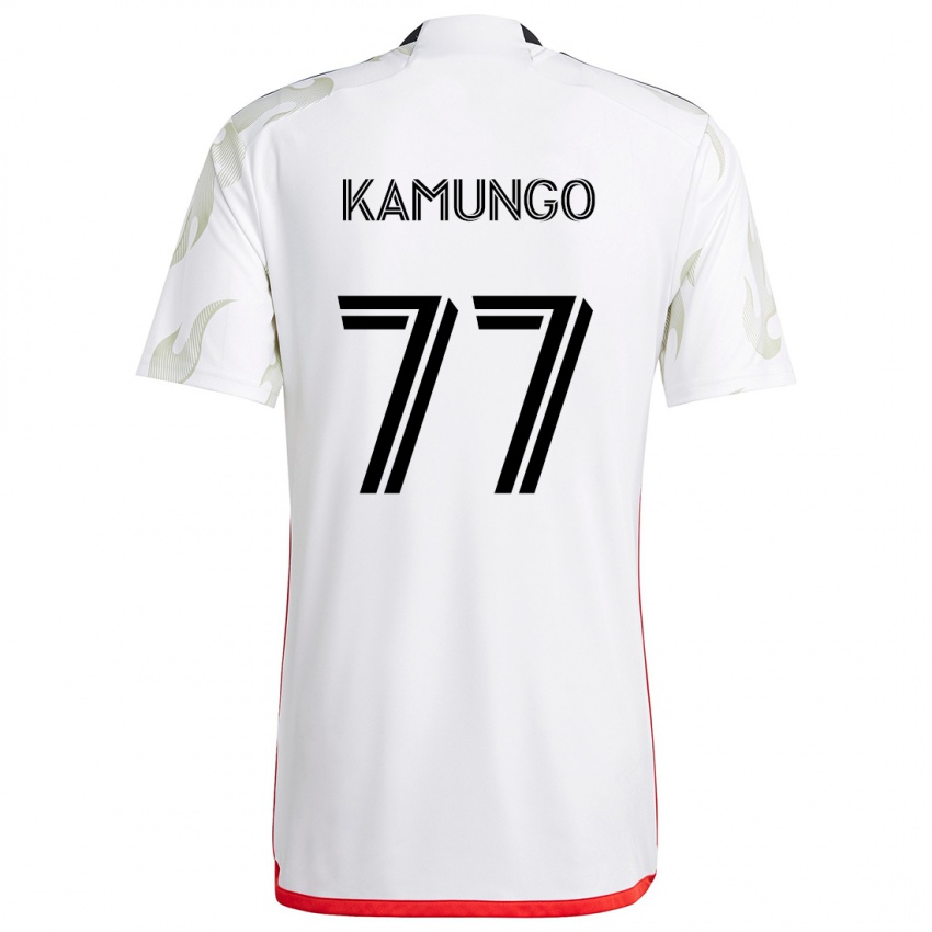 Gyermek Bernard Kamungo #77 Fehér Piros Fekete Idegenbeli Jersey 2024/25 Mez Póló Ing