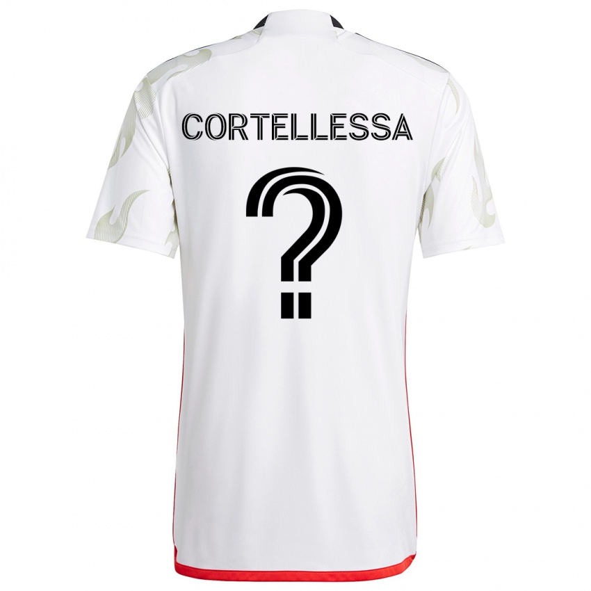 Gyermek Michael Cortellessa #0 Fehér Piros Fekete Idegenbeli Jersey 2024/25 Mez Póló Ing