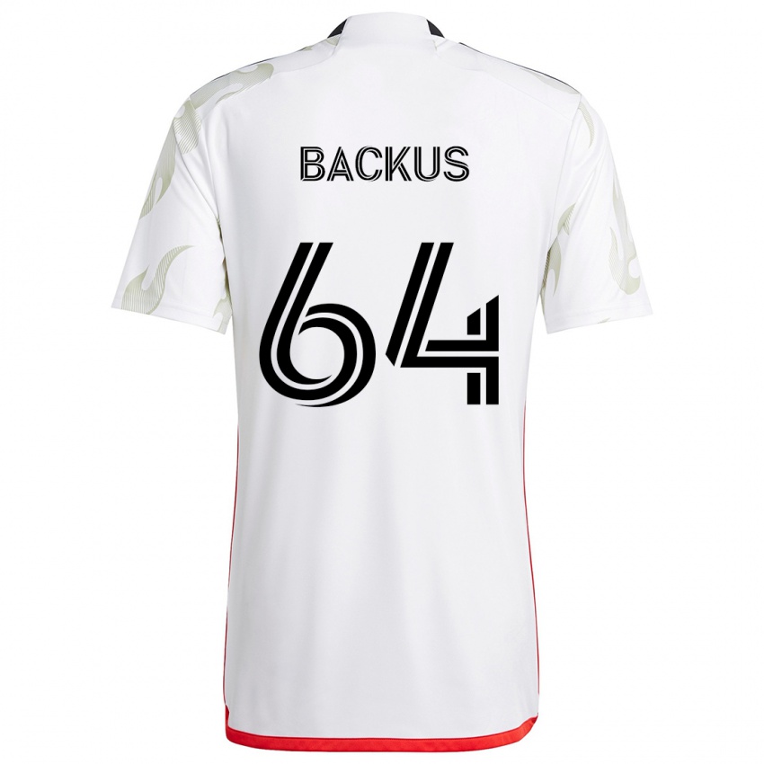 Gyermek Braeden Backus #64 Fehér Piros Fekete Idegenbeli Jersey 2024/25 Mez Póló Ing