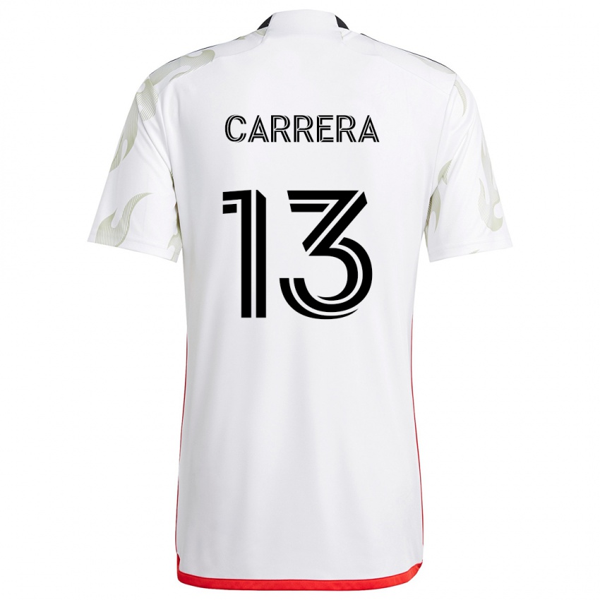 Gyermek Antonio Carrera #13 Fehér Piros Fekete Idegenbeli Jersey 2024/25 Mez Póló Ing