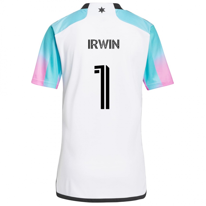 Gyermek Clint Irwin #1 Fehér Kék Fekete Idegenbeli Jersey 2024/25 Mez Póló Ing