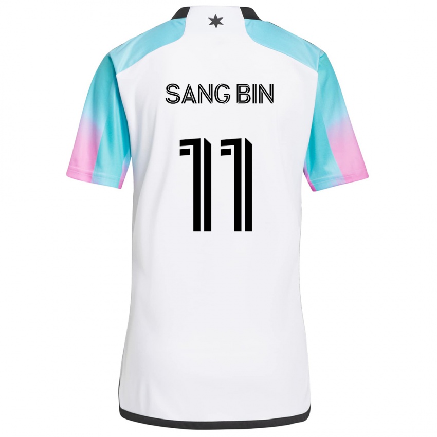 Gyermek Sang-Bin Jeong #11 Fehér Kék Fekete Idegenbeli Jersey 2024/25 Mez Póló Ing