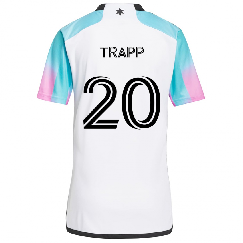 Gyermek Wil Trapp #20 Fehér Kék Fekete Idegenbeli Jersey 2024/25 Mez Póló Ing