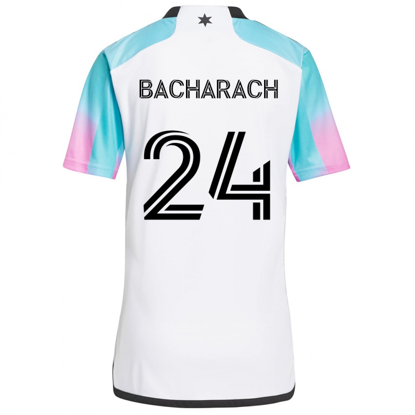 Gyermek Hugo Bacharach #24 Fehér Kék Fekete Idegenbeli Jersey 2024/25 Mez Póló Ing