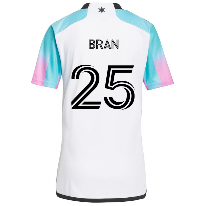 Gyermek Alejandro Bran #25 Fehér Kék Fekete Idegenbeli Jersey 2024/25 Mez Póló Ing