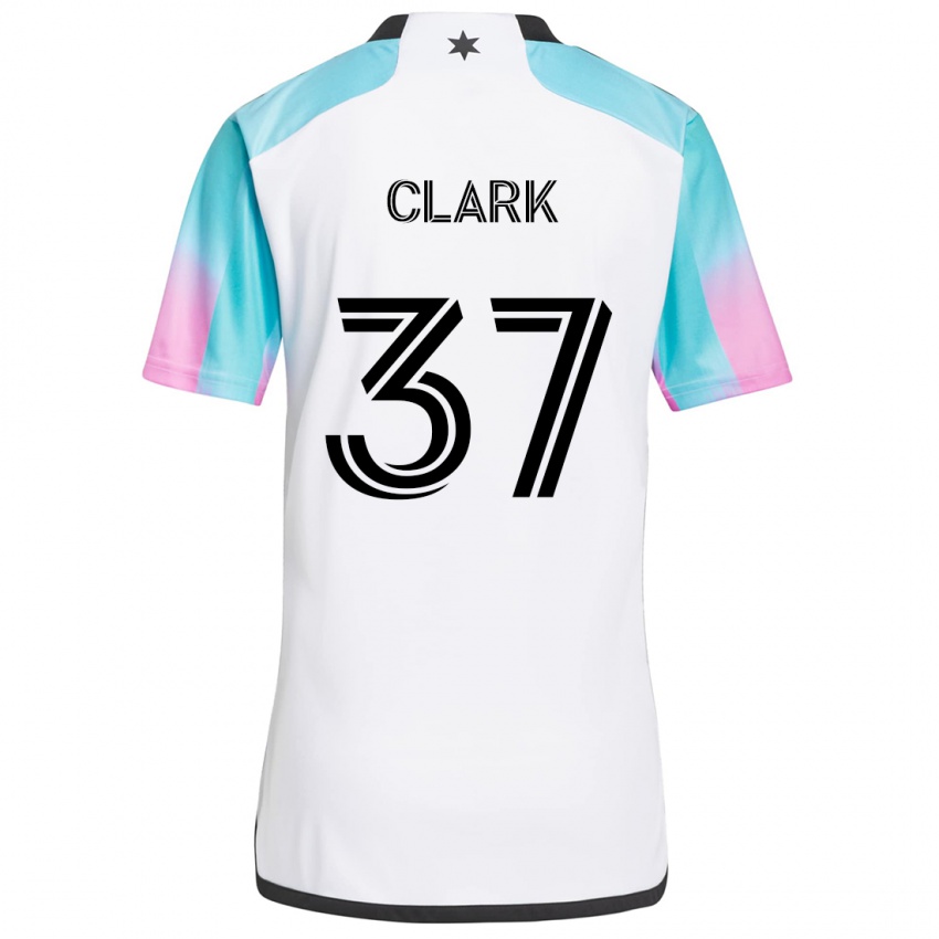 Gyermek Caden Clark #37 Fehér Kék Fekete Idegenbeli Jersey 2024/25 Mez Póló Ing