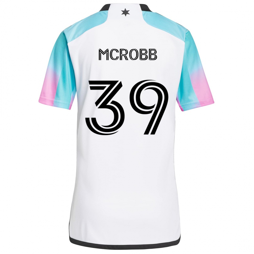 Gyermek Finn Mcrobb #39 Fehér Kék Fekete Idegenbeli Jersey 2024/25 Mez Póló Ing