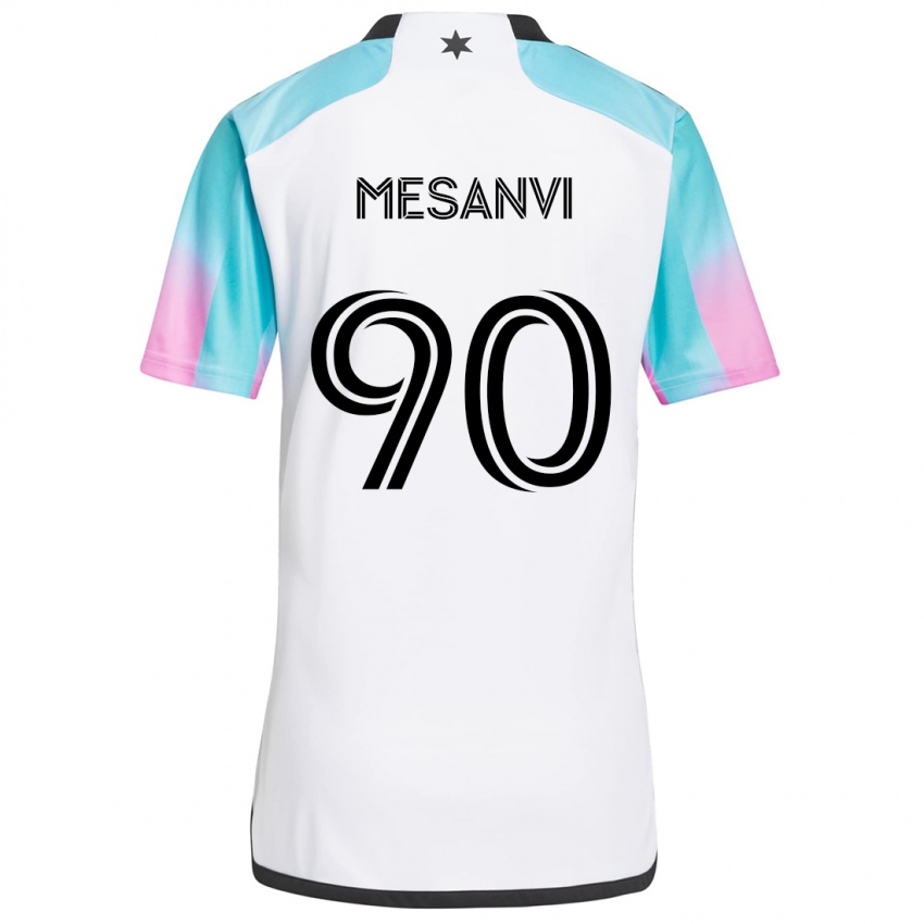 Gyermek Loïc Mesanvi #90 Fehér Kék Fekete Idegenbeli Jersey 2024/25 Mez Póló Ing