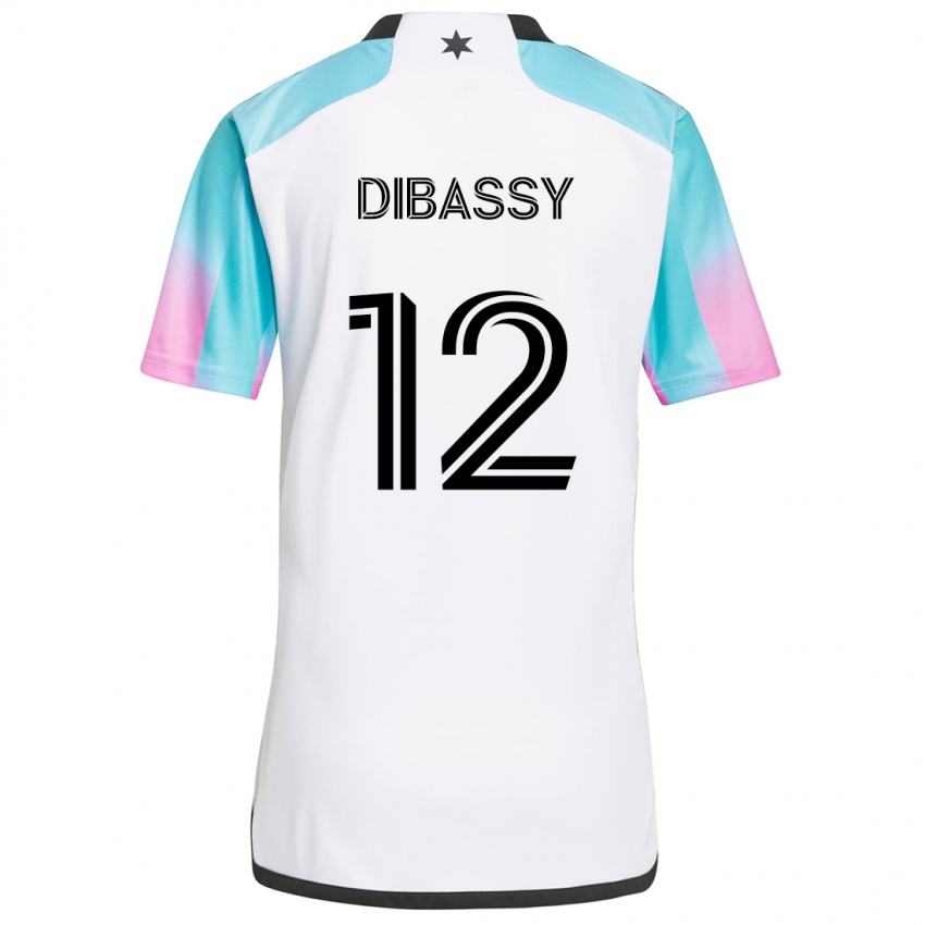 Gyermek Bakaye Dibassy #12 Fehér Kék Fekete Idegenbeli Jersey 2024/25 Mez Póló Ing