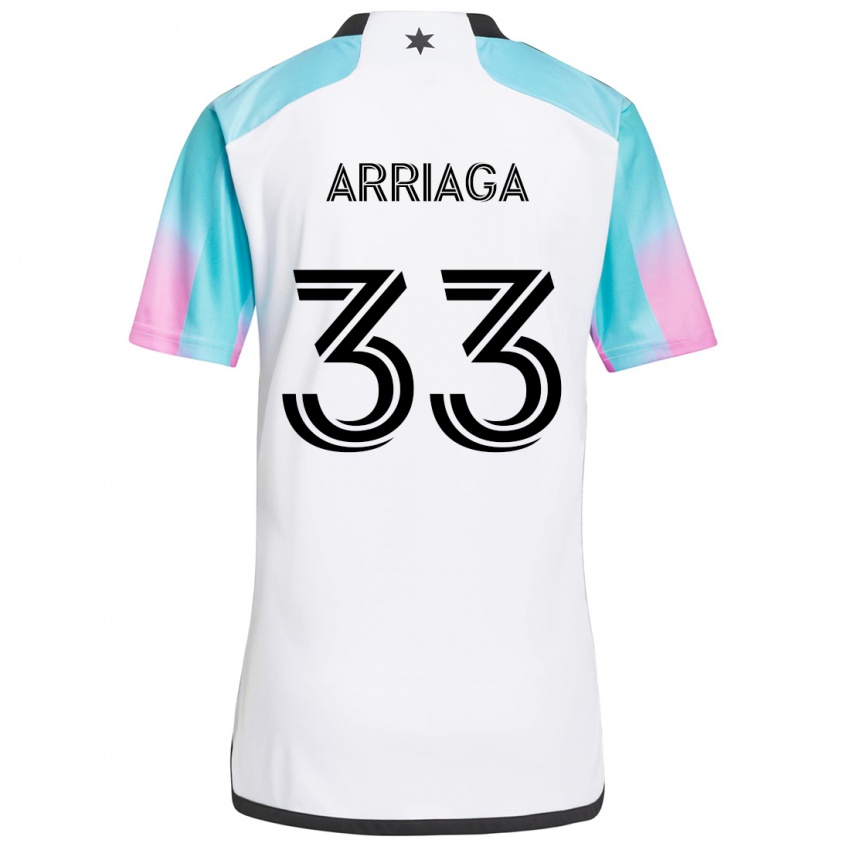 Gyermek Kervin Arriaga #33 Fehér Kék Fekete Idegenbeli Jersey 2024/25 Mez Póló Ing