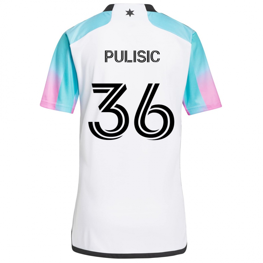 Gyermek Will Pulisic #36 Fehér Kék Fekete Idegenbeli Jersey 2024/25 Mez Póló Ing