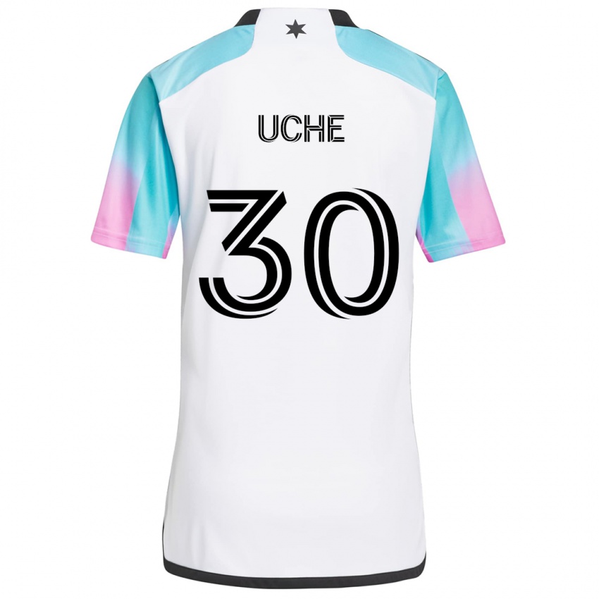 Gyermek Cc Uche #30 Fehér Kék Fekete Idegenbeli Jersey 2024/25 Mez Póló Ing