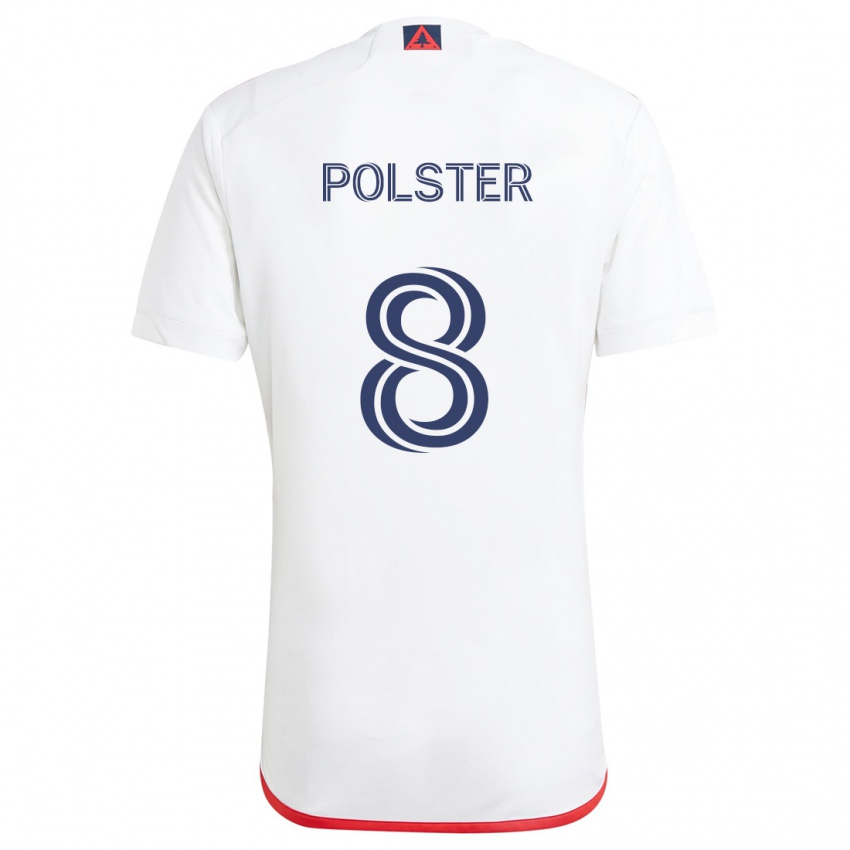 Gyermek Matt Polster #8 Fehér Piros Idegenbeli Jersey 2024/25 Mez Póló Ing