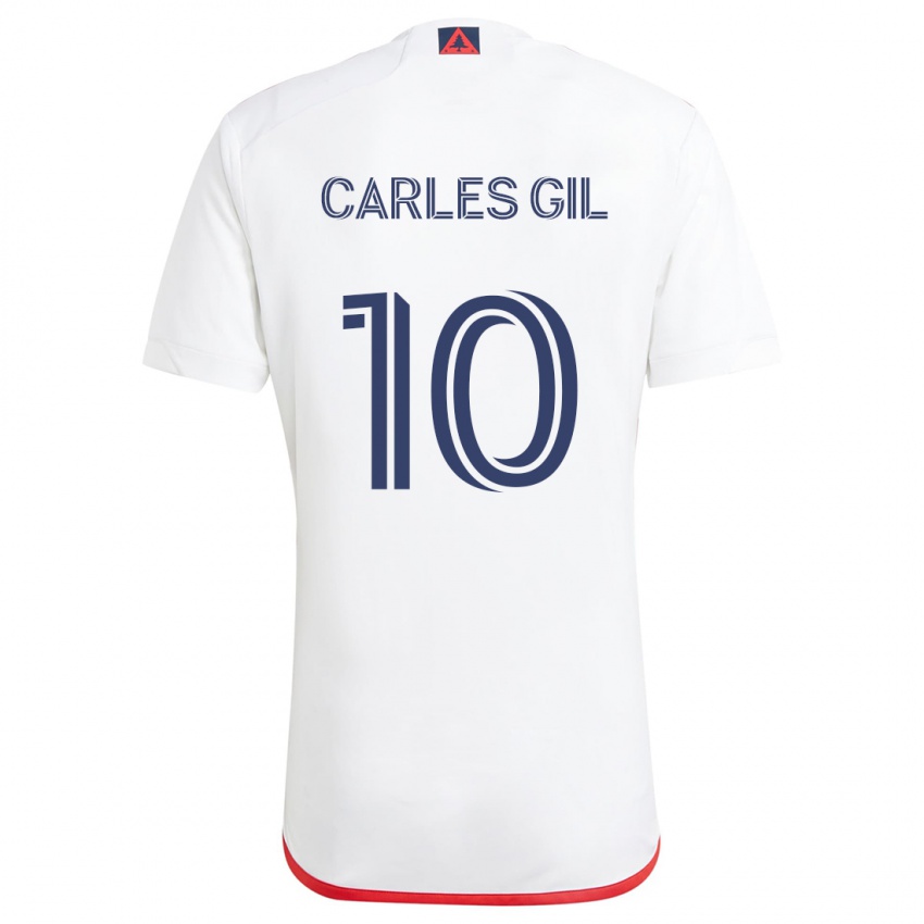 Gyermek Carles Gil #10 Fehér Piros Idegenbeli Jersey 2024/25 Mez Póló Ing