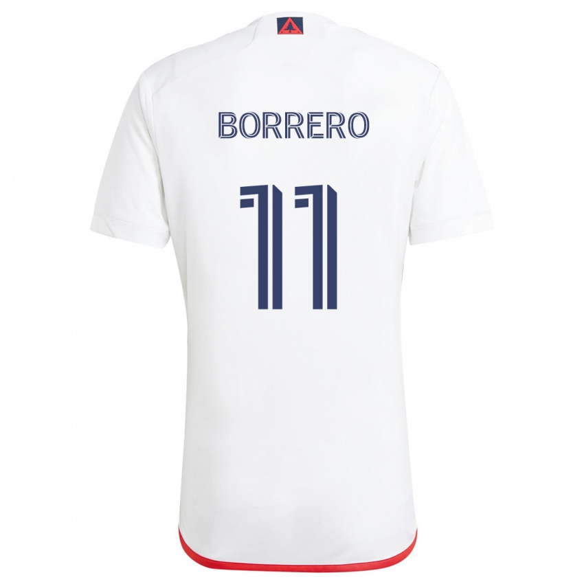 Gyermek Dylan Borrero #11 Fehér Piros Idegenbeli Jersey 2024/25 Mez Póló Ing