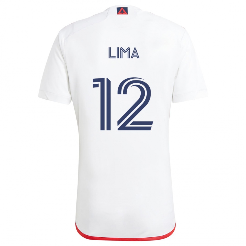 Gyermek Nick Lima #12 Fehér Piros Idegenbeli Jersey 2024/25 Mez Póló Ing