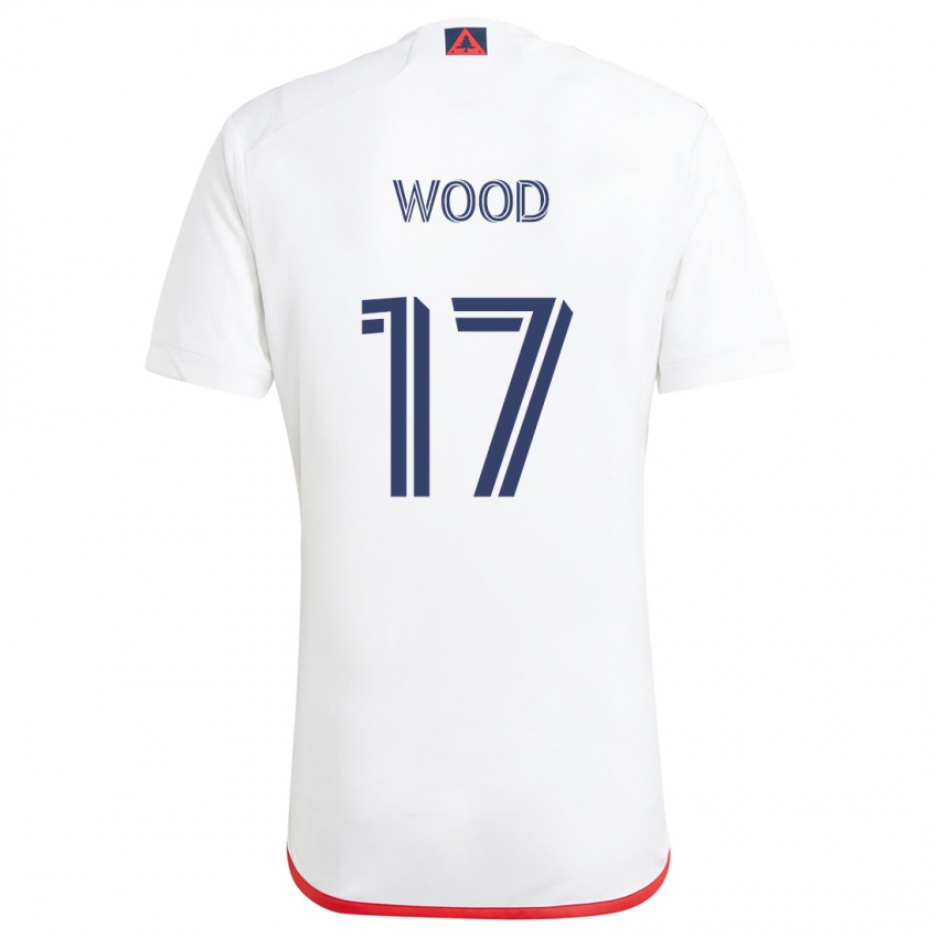 Gyermek Bobby Wood #17 Fehér Piros Idegenbeli Jersey 2024/25 Mez Póló Ing