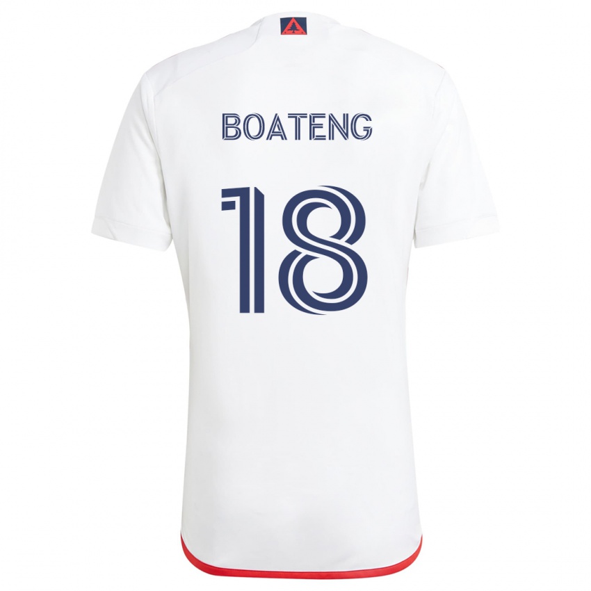 Gyermek Emmanuel Boateng #18 Fehér Piros Idegenbeli Jersey 2024/25 Mez Póló Ing