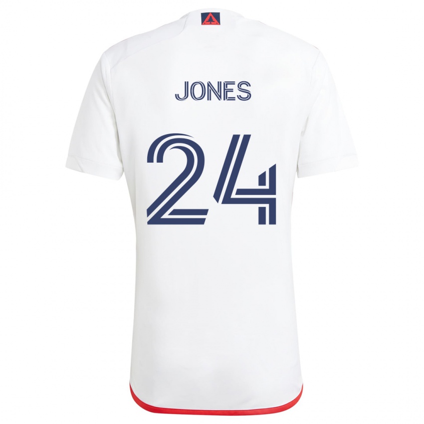 Gyermek Dejuan Jones #24 Fehér Piros Idegenbeli Jersey 2024/25 Mez Póló Ing